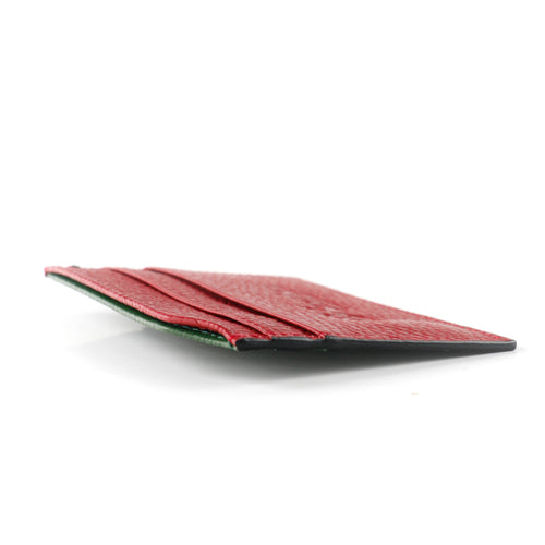 Kasella Grain Leather Card Case in Green and Red