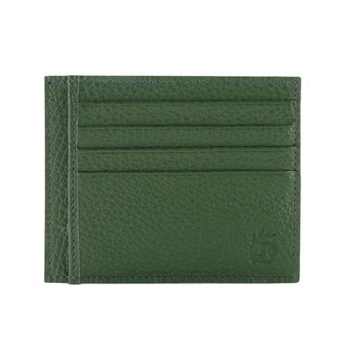 Rango Grain Leather Card Case in Green and Red